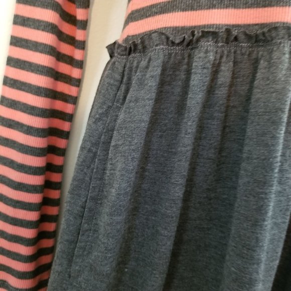 Saturday Sunday Anthropologie M Gray Striped Knit Dress Pockets - Picture 6 of 8